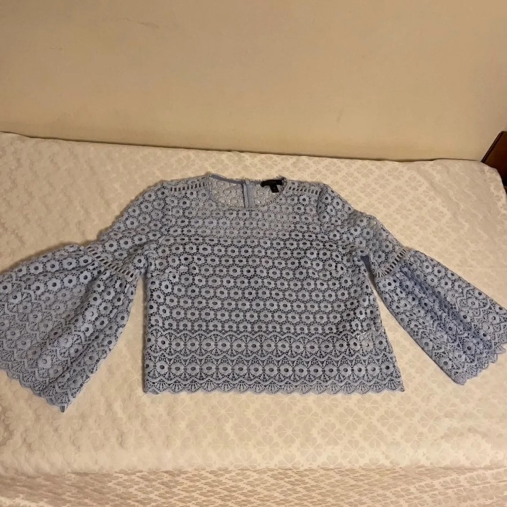 J. Crew eyelet blouse top zip closure NEW Womens